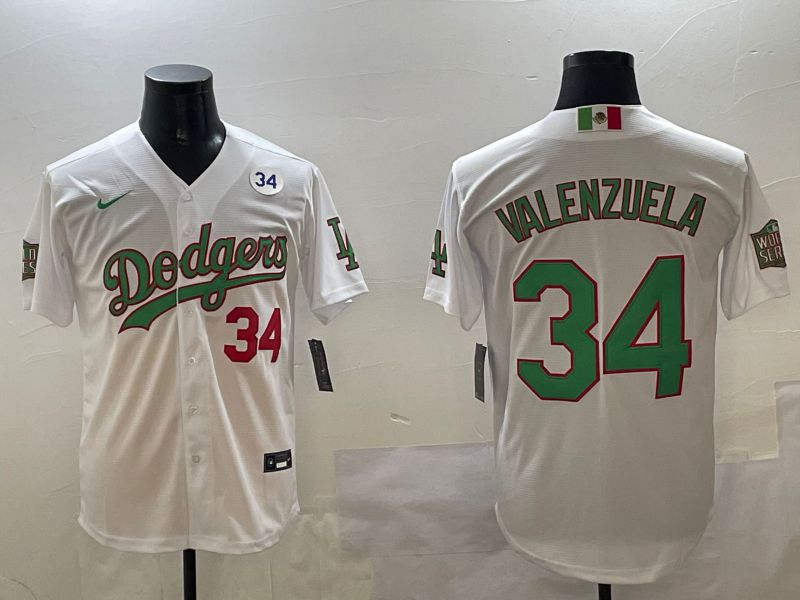 Men Los Angeles Dodgers #34 Valenzuela White Fashion Game 2025 Nike MLB Jersey style 3063